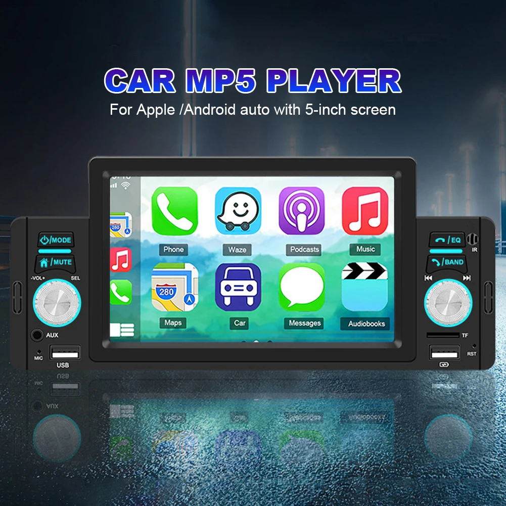 

5 Inch Car Radio HD CarPlay Android Auto Multimedia Player Bluetooth-compatible Touch Screen USB TF Rear View Camera FM Receiver