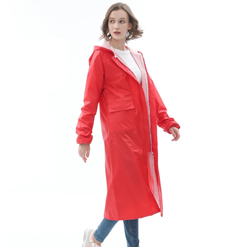 

Fashion Double Layer Waterproof Long Raincoat Women/Men Rain Coat Hooded for Outdoor Hiking Travel Fishing/Climbing Thickened