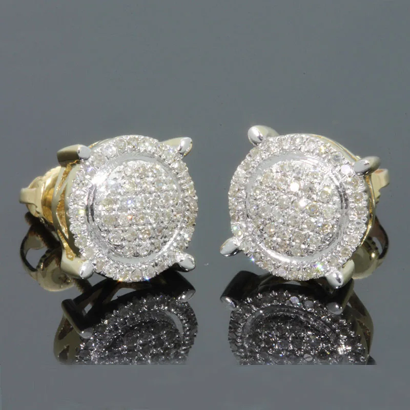 

Hip Hop Puffed Marine Micro Paved Full Bling Iced Out Earrings for Men Women Punk Jewelry Rock Round CZ Wedding Z4M392