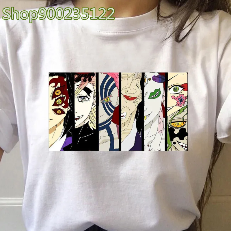 

Женская футболка с изображением рассекающего демонов футболка в стиле японского аниме топы Футболка в стиле Харадзюку футболка с коротким рукавом смешная эстетичная одежда для манги мультяшная одежда