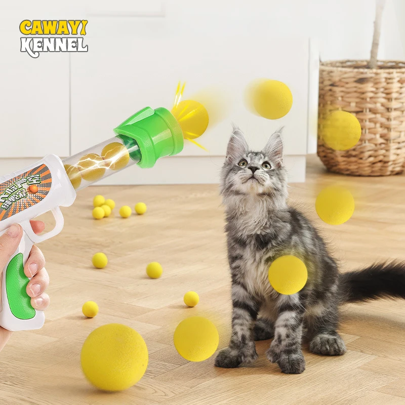 Interactive Shooter Gun Teaser Plush Ball Pet Creative Games Stretch For Cats Dog Kittens Supplies Gato