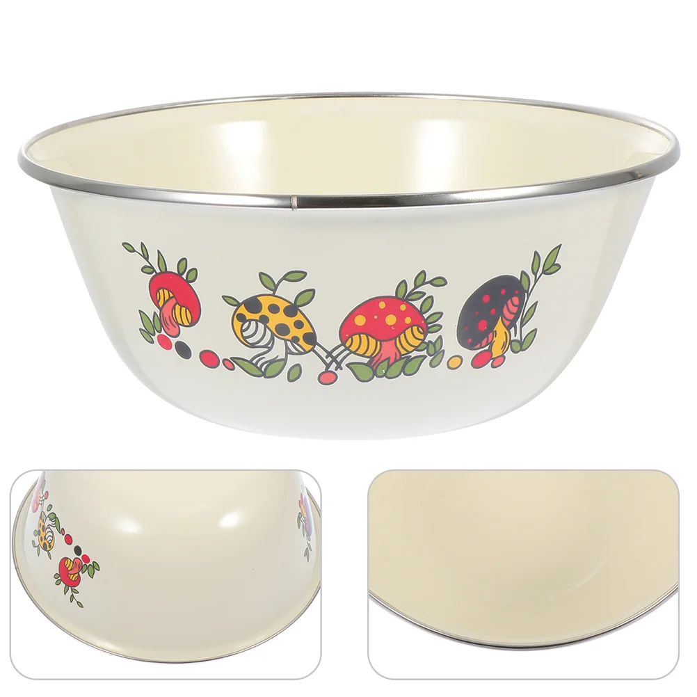 

3 Pcs Enamel Salad Bowl Metal Container Noodle Bowls Household Egg Mixing Baby Food Deep