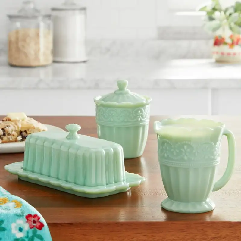 

Beauty 3-Piece Sugar Bowl, Creamer & Butter Dish Set