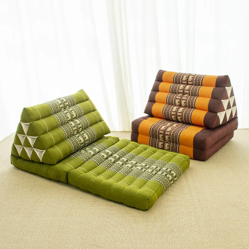 

Thai Triangle Pillow Tatami Bay Window Mat Floor Sofa Cushion SPA Mat Thai Triangle Wooden Cotton Mat