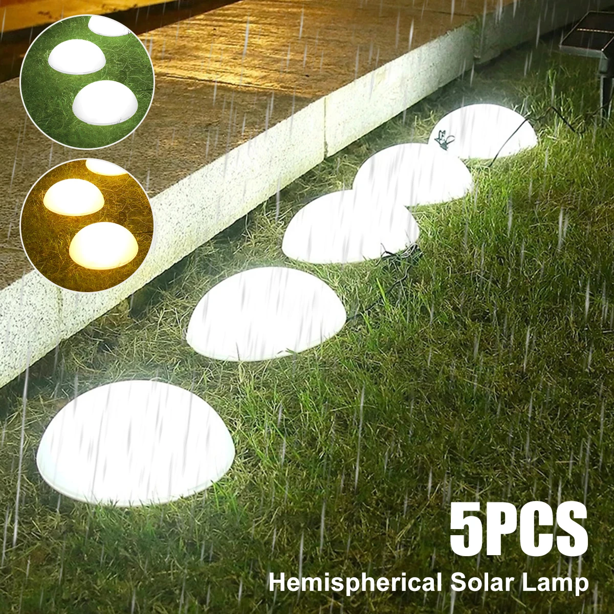 

5Pcs Solar Ground Lights IP65 Waterproof Solar Garden Ground Lamps 5-In-1 Hemispherical Solar Lawn Lights Outdoor Solar Powered