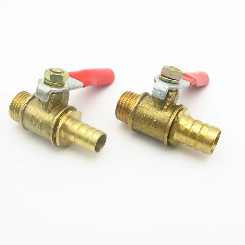 

6 мм, 8 мм, 10 мм, 12 мм, штуцер для шланга x 1/8 дюйма, 1/4 дюйма, 3/8 дюйма, 1/2 дюйма, наружная резьба BSP, двухходовой латунный латунный пневматический запорный шаровой клапан, фитинг
