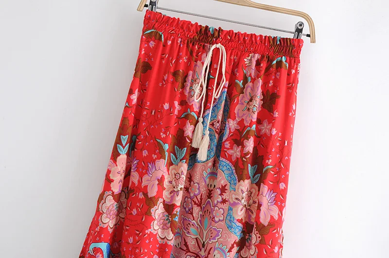 Женская длинная юбка в стиле бохо винтажная пляжная из искусственного хлопка с