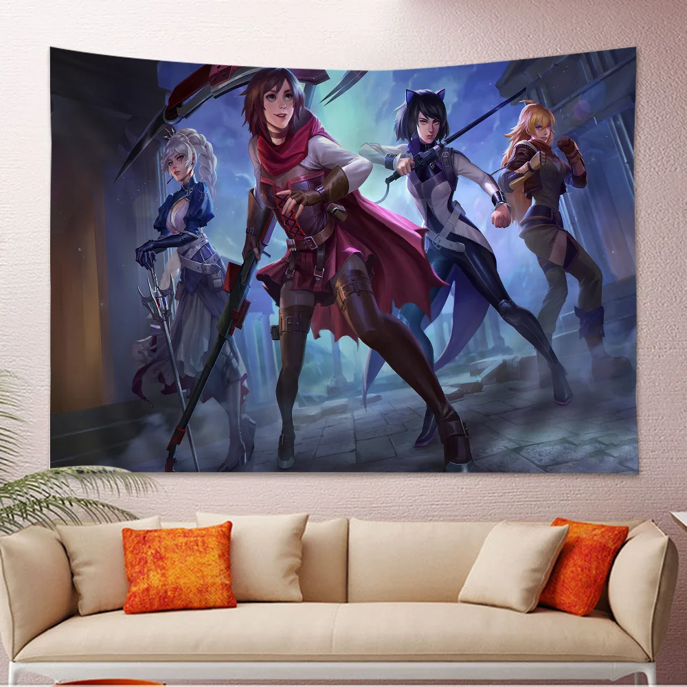 Cartoon R-Rwby Hanging Bohemian Tapestry Tarot Hippie Wall Rugs Dorm Home Decor