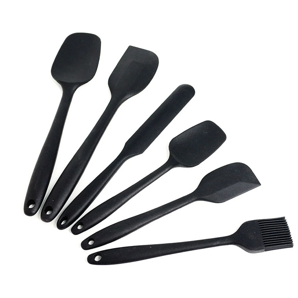 

6pcs Silicone Spatula Set Silicone Kitchen Utensils Kit Brush Spoon Spatula Non-Stick Cooking Baking Tools