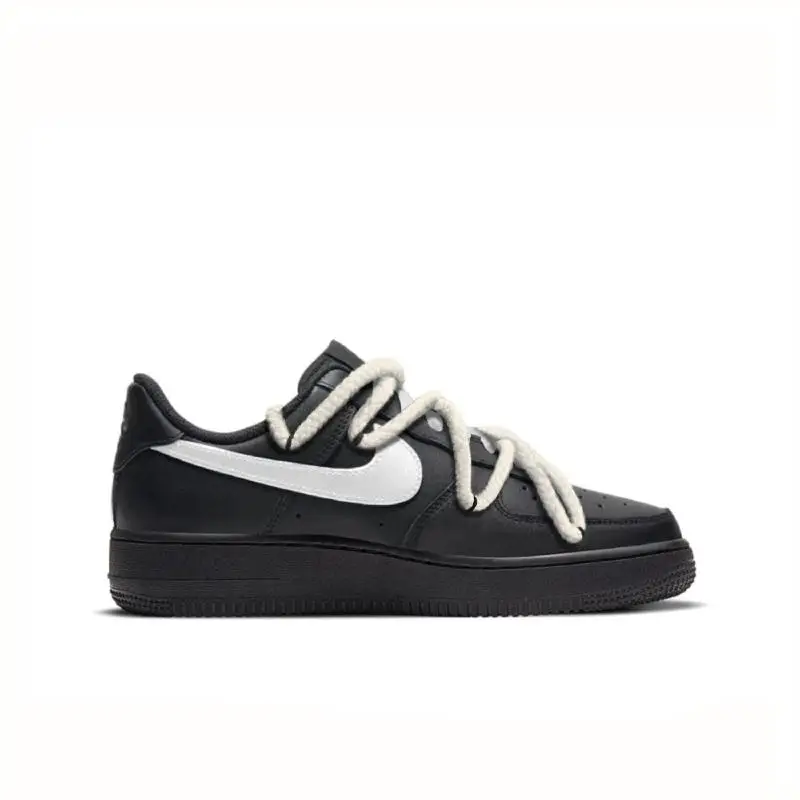 【Настроить】Nike Air Force 1 Обувь для скейтбординга Унисекс Низкие черные/белые