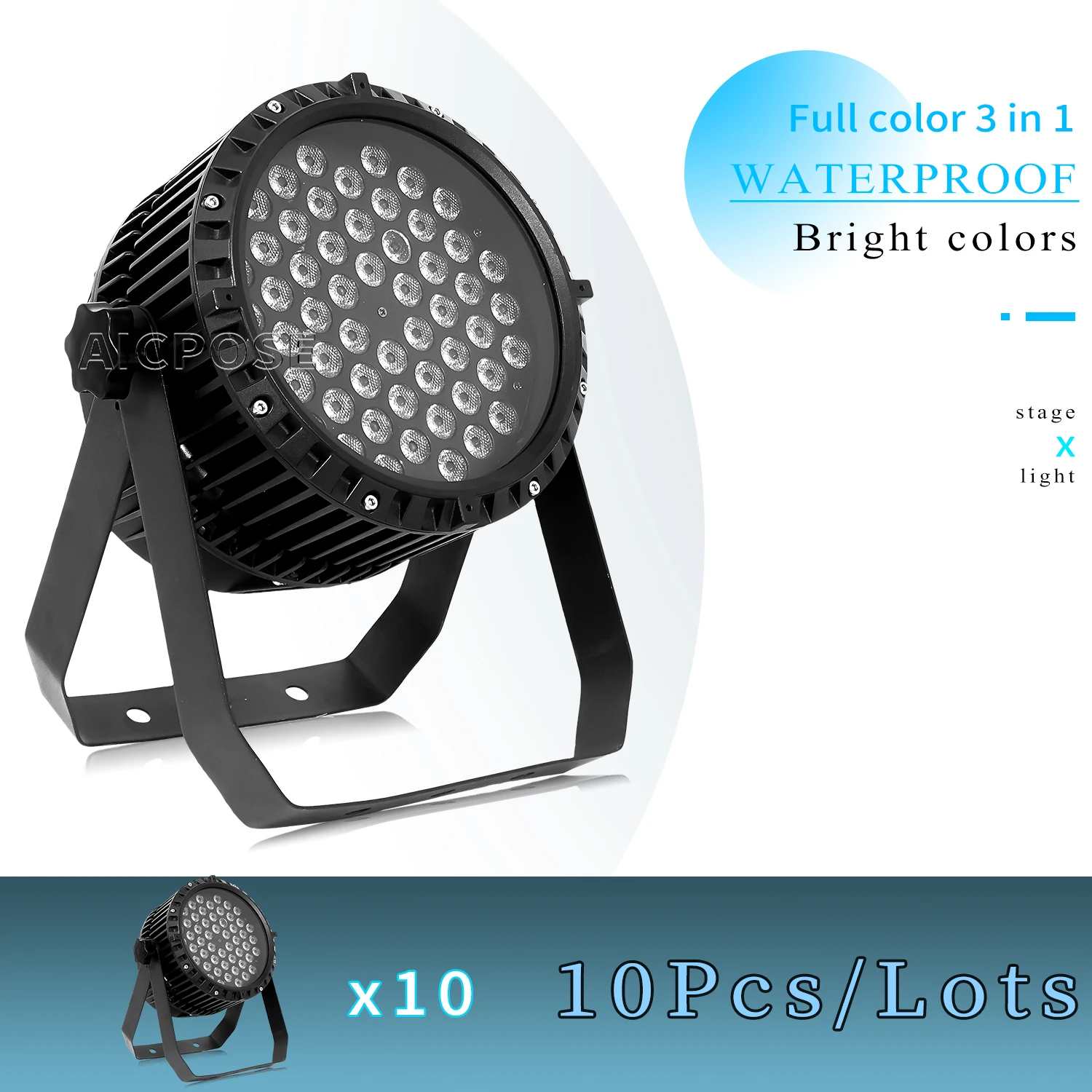 

10Pcs/Lots LED Waterproof Stage Light 54x3W RGB 3 in 1/RGBW 4 Color Background Dye Spotlight DMX Control DJ Disco Stage Lighting