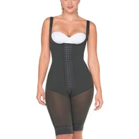 shapewear liposuction postsurgical knee length lipo body shaper open bust with front closure bodysuit compression garment
