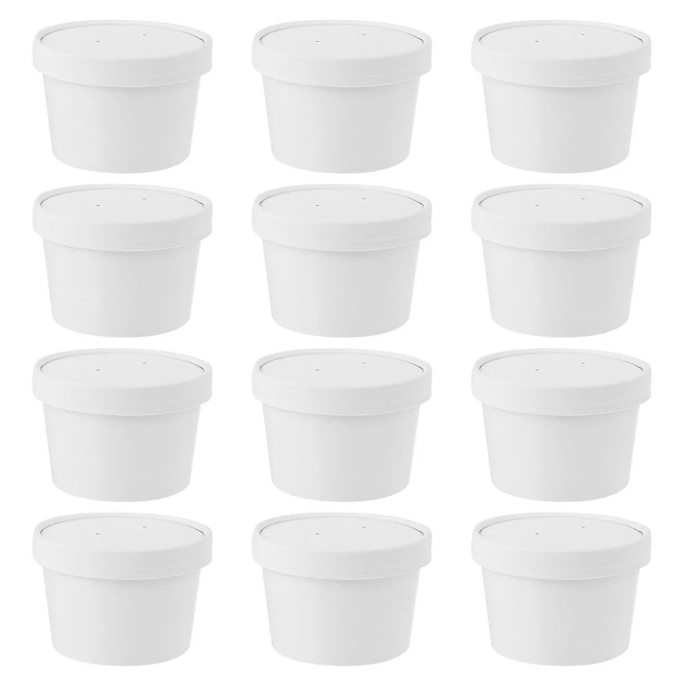 

20 Sets Disposable Yogurt Bowl Paper Ice Cream Packaging Bowls Lidded Bowls