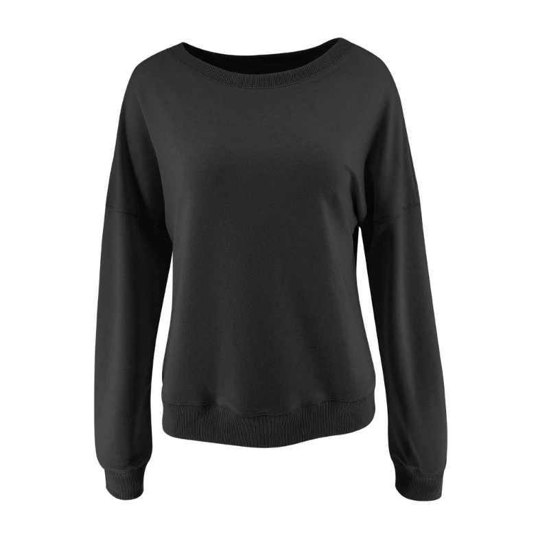 

Women Fall Long Sleeve T-Shirt Basic Solid Color Pullover Cropped Sweatshirt Top