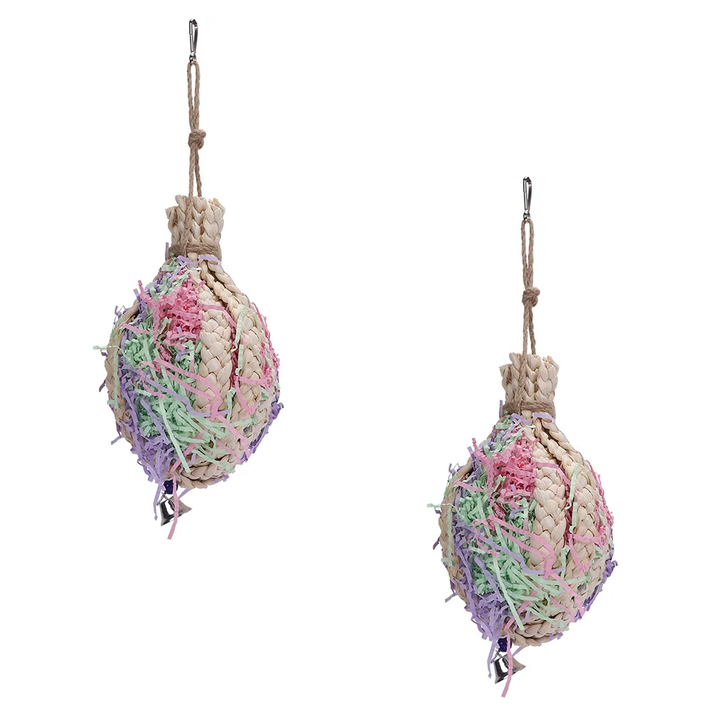 

2pcs Bird Parrot Chewing Toys Straw Bird Biting for Budgie Parakeet
