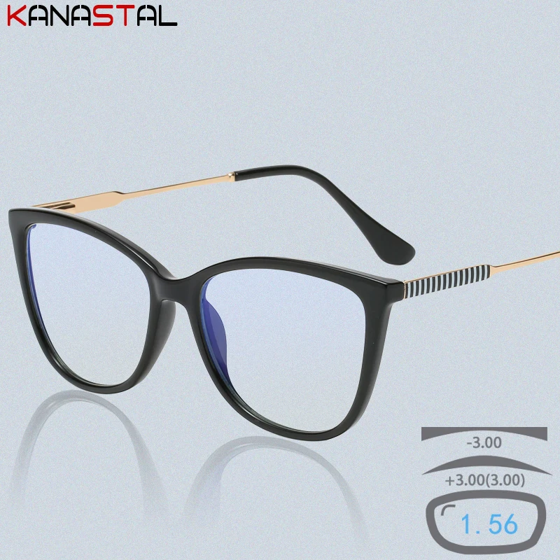 

Women Blue Light Blocking Glasses TR Metal Cat Eyeglasses Frames CR39 Lens Prescription Eyewear Myopia Hyperopia Reading Glasses