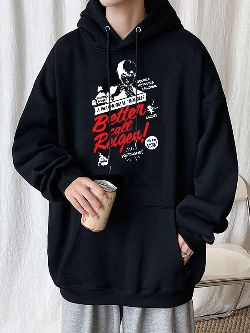 

Better Call Reigen Hoodies Anime Mob Psycho 100 Shigeo Kageyama Graphic Hoodie Sweatshirt Casual Tops Oversized Gothic Pullover