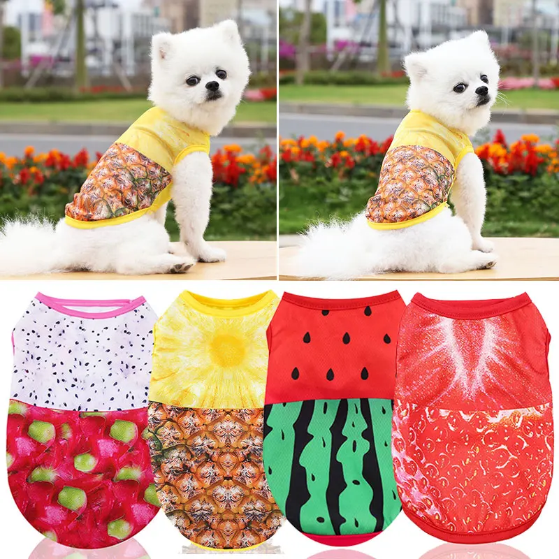 

Dog Vests Clothes Summer Breathable Clothes Vest Cat T-shirt Cartoon Printed Vest For Small Large Cat Dog Chihuahua Pet Supplies