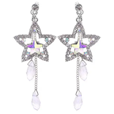 Элегантные серьги для женщин, искусственная звезда, цепь, кисточка, висячие серьги-гвоздики, подарок