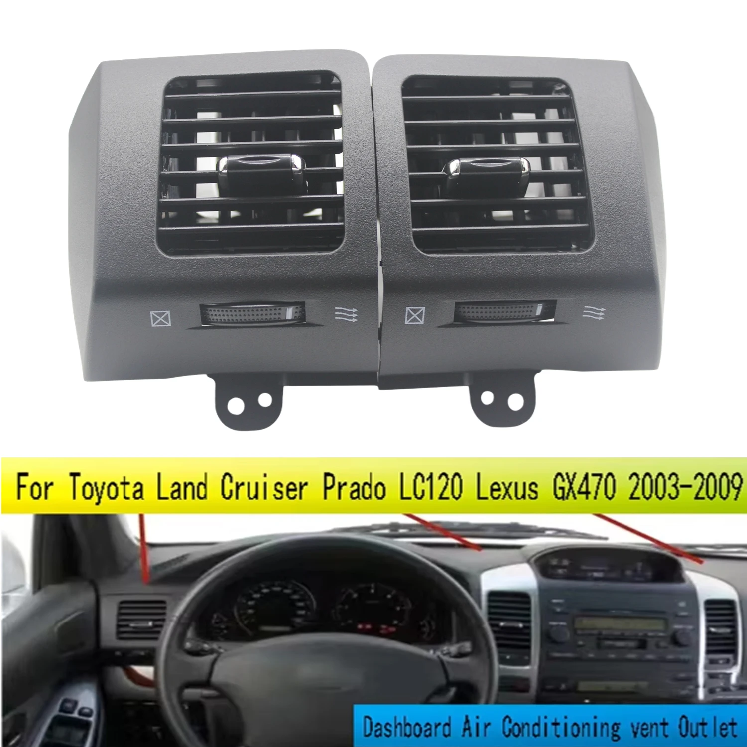 Вентиляционное отверстие на приборной панели для Toyota Land Cruiser Prado 120 Lexus GX470 2003-2009, решетка кондиционера