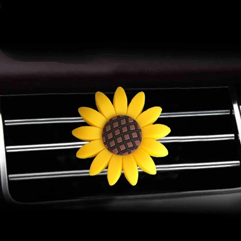 

2 Pcs Free Shipping Sunflower Car Air Outlet Perfume Clip Conditioning Aromatherapy Sun Flower Car Decoration Ornament Car