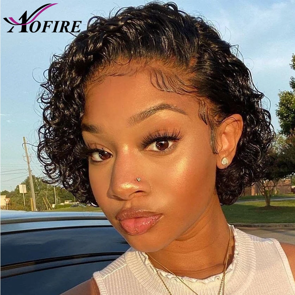 

Cheap Deep Curly Lace Front Bob Wig Short Pixie Cut Virgin Human Hair Wigs For Women HD Transparent Lace Frontal Wigs Preplucked