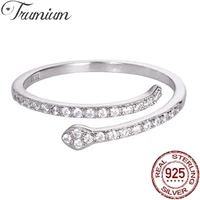 trumium s925 sterling silver zircon snake rings for women open simple eternity finger ring fine jewelry stackable anillos mujer
