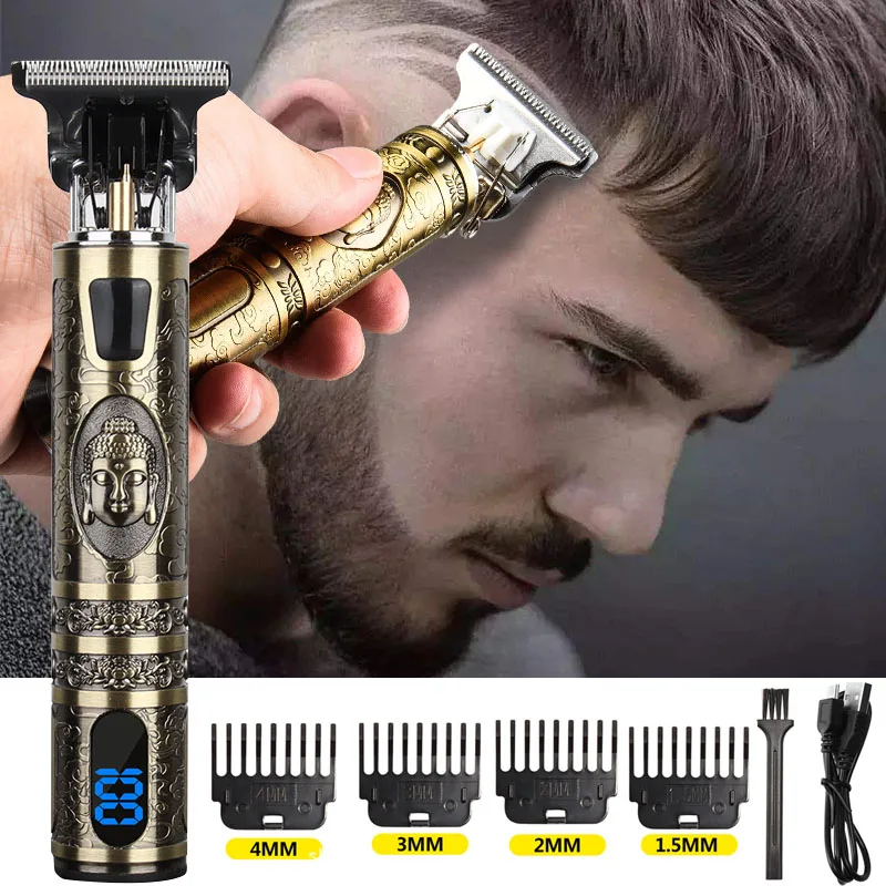 Hot Sale Hair Cutting Machine T9 Vintage Hair Trimmer for Men Professional Barber Clipper USB Rechargeable Electric Beard Shaver