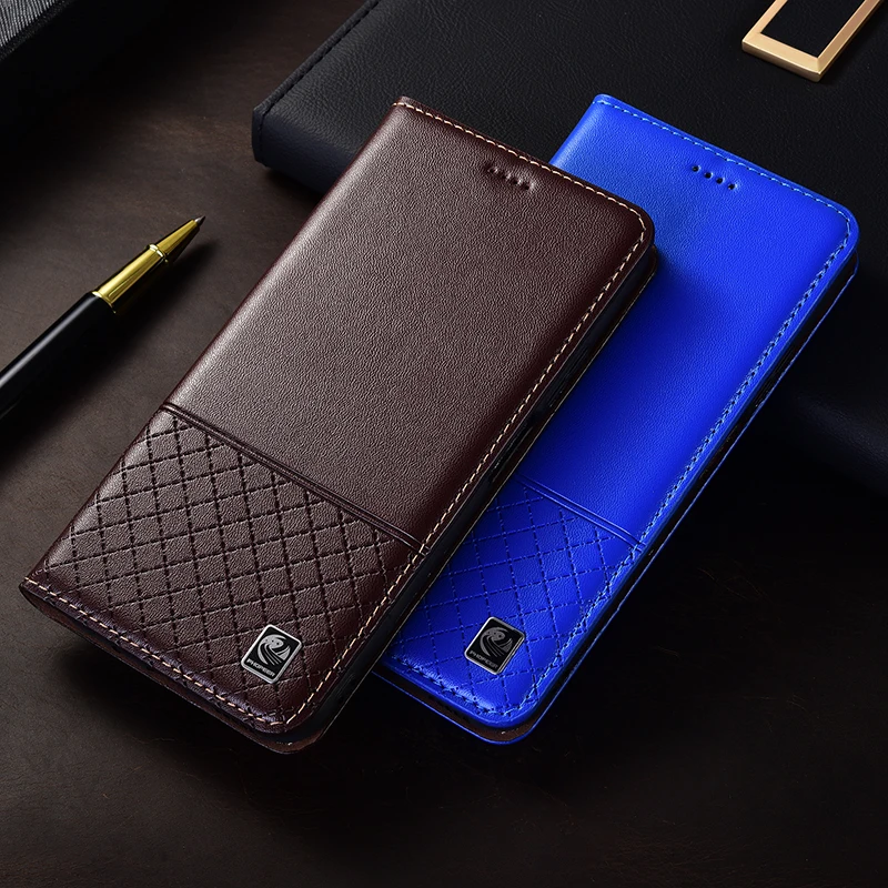 Флип-чехол Napa из натуральной кожи ниже в клетку для Redmi K30 K40 K40S K50 K50i K60 K60E K70 K70E Pro