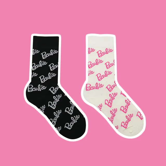 Kawaii Barbie Trendy Pink Letter Socks 2