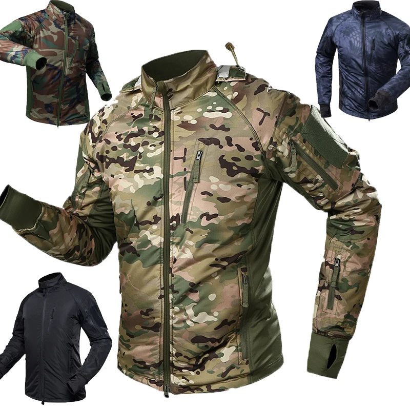 

Мужская водонепроницаемая военная тактическая куртка, теплая ветровка, куртка-бомбер, камуфляжное пальто с капюшоном, армейская куртка США, 2021