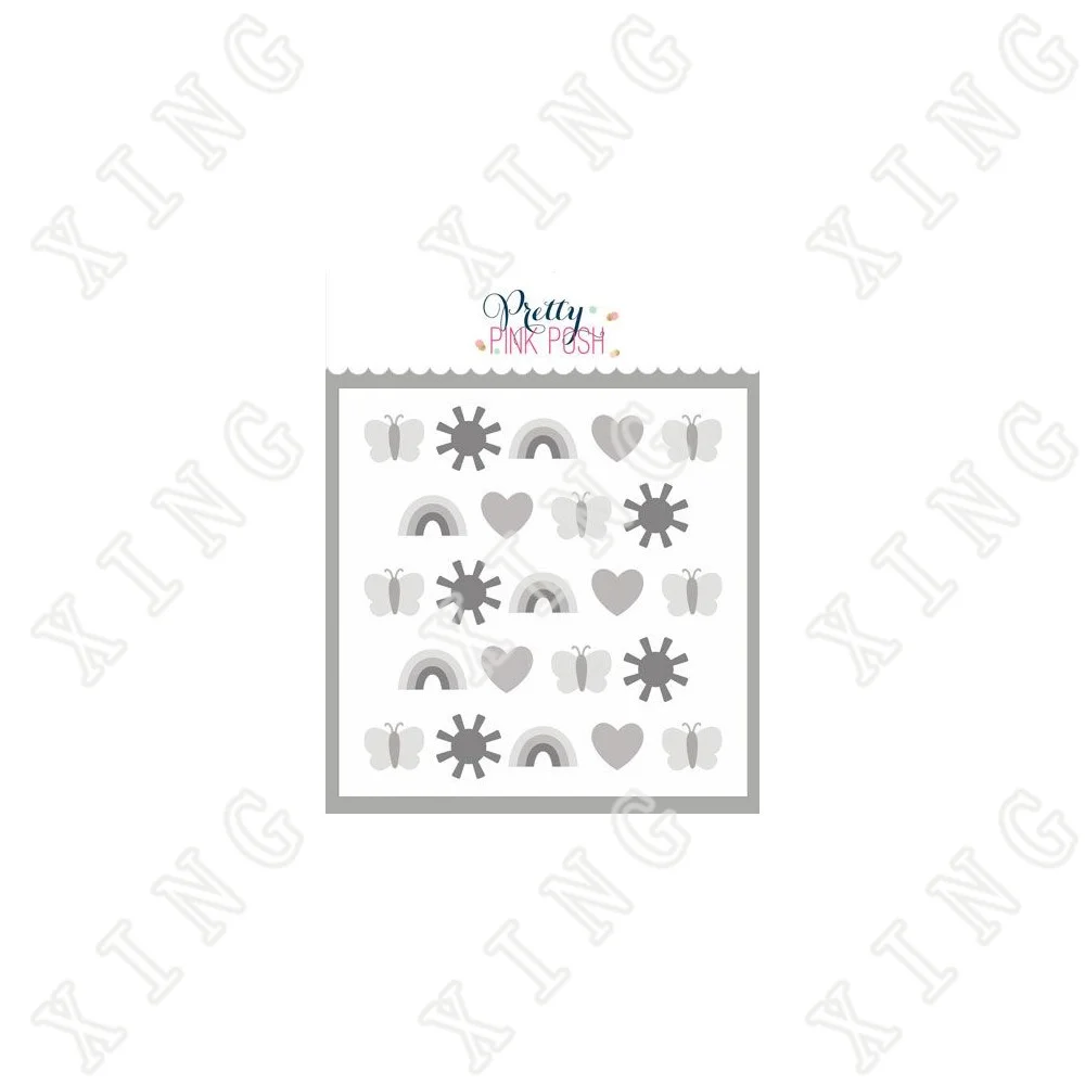 

2022 Spring Happy Days Sun Rainbow Butterfly 3pcs Layering Stencils Diy Cards Scrapbooking Paper Coloring Kids Fun Drawing Molds