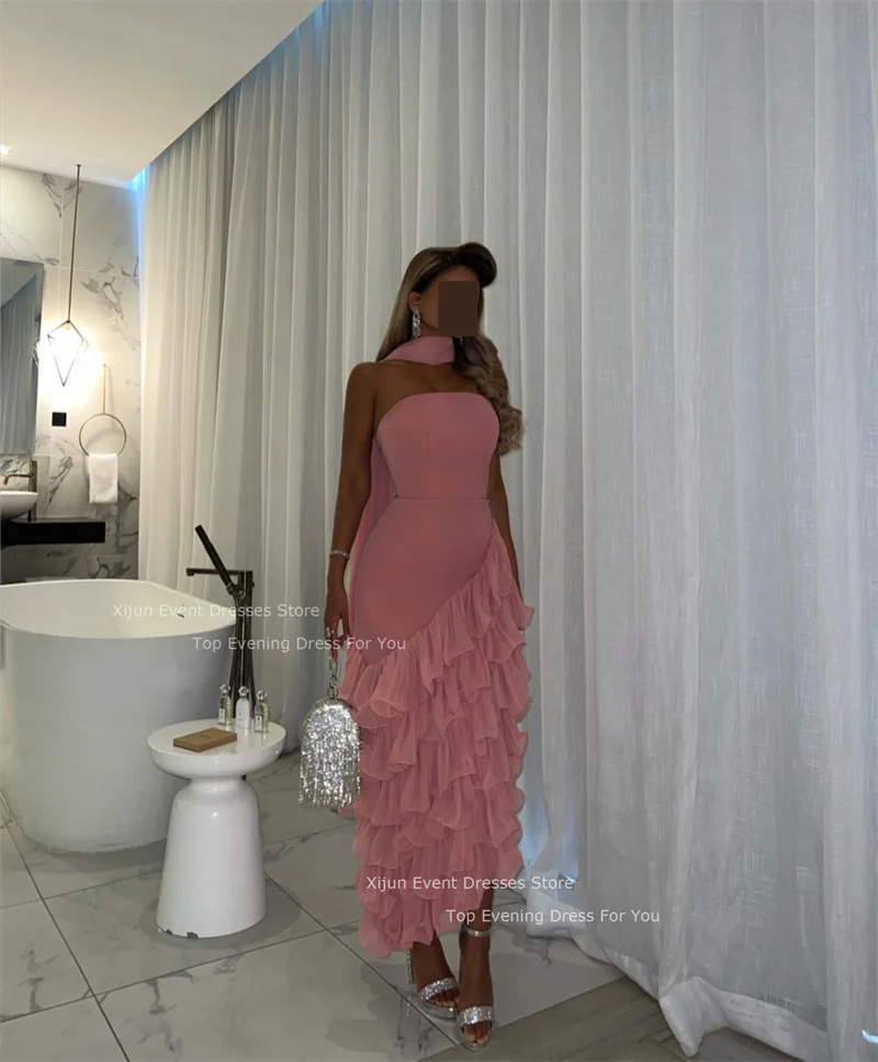 Xijun розовые асимметричные платья для выпускного вечера в стиле Саудовской Аравии