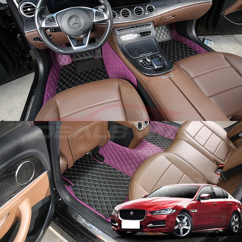 

Car Floor Mats For Jaguar XE 2015 2016 2017 2018 2019 Luxury Nappa Leather Interior Details Auto Carpet Rugs Pad Accessories