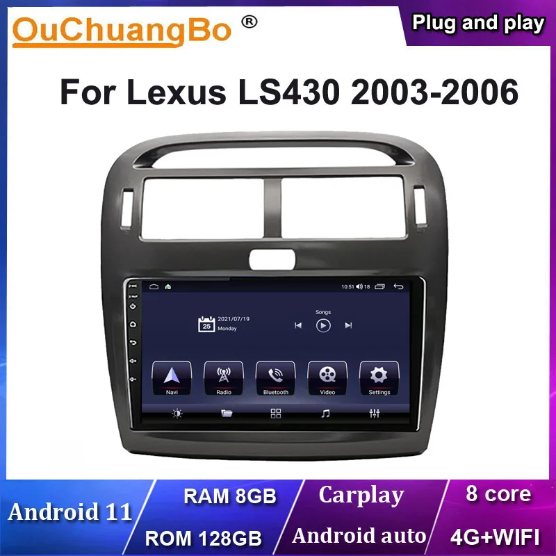 

Автомагнитола Ouchuangbo, 4G, GPS, Android 11, для Lexus LS430 2003-2006 с Carplay, 8 ядер, 8 ГБ, 128 ГБ, Android, Автомобильный мультимедийный AHD