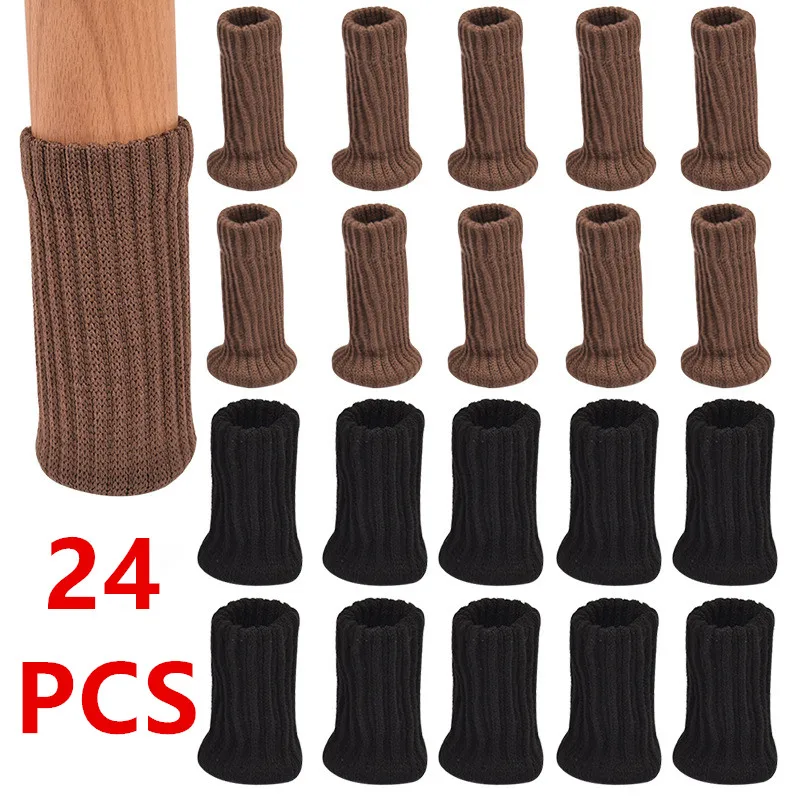 

New 4-24pcs Knitted Furniture Feet Socks Chair Leg Floor Protectors Chair Leg Socks Covers Furniture Caps Protectors For Dresser