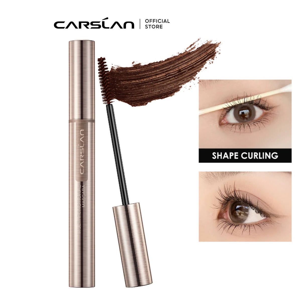 

CARSLAN 3D Brown Mascara Waterproof Long-wearing Extra Volume Curling Lashes Thick Lengthening Eyelashes Extension Makeup