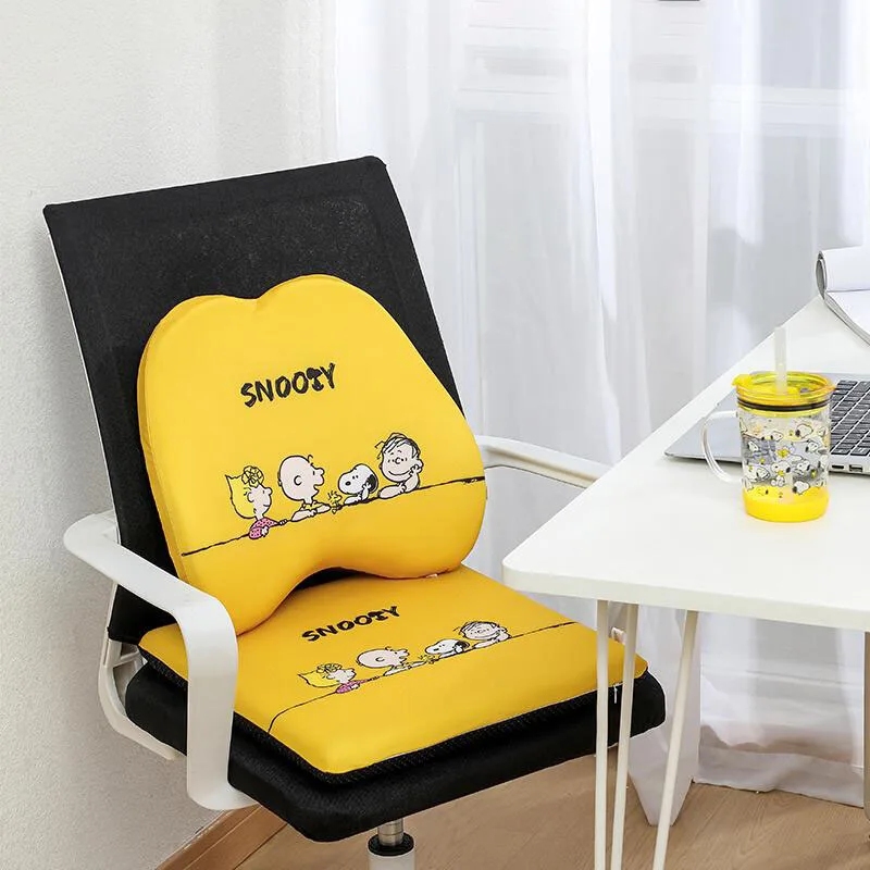 

Snoopy Cartoon Car Driver Seat Cushion Lumbar Pad Office Sedentary Butt Pad Kawaii Anime Student Computer Chair Cushion Gifts