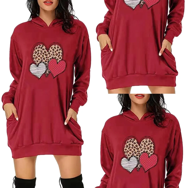

New Style Hooded Round Neck Casual European And American Red Hooded Sweater Red
