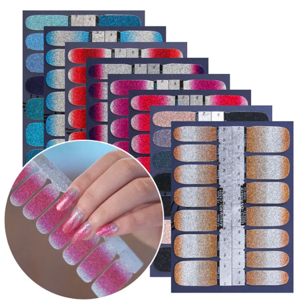 

Full Nail Stickers Self Adhesive Stickers Waterproof Women Nail Art Stickers Nail Decoration DIY Manicure Decal Sparkling 1pcs
