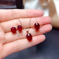 natural ruby set simple exquisite noble ring necklace essential jewelry for womens party wear 925 sterling silver