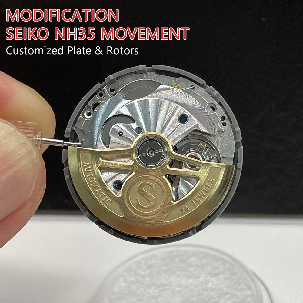 

Modified Seiko NH35 NH36 Mechanical Movement with Customized Oscillating Weight Rotors/Plate Top Accuracy Modification Mechanism