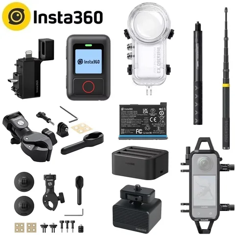 Insta360 X3 оригинальный аккумуляторный комплект, чехол для дайвинга, GPS, быстрый считыватель, крепление для мотоцикла, палка для селфи, спортивные аксессуары