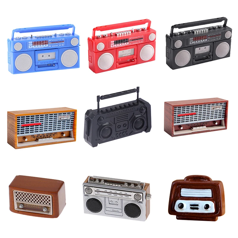 1/12 Dollhouse Miniature Radio Simulation Old-Fashion Retro 