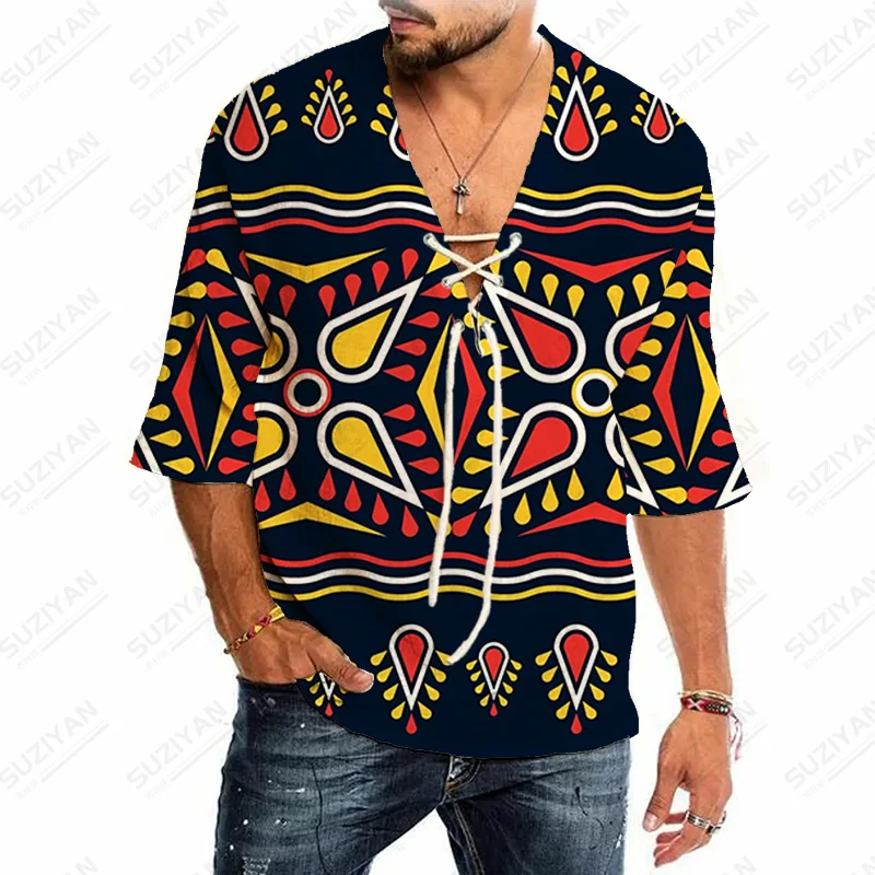 

Beach Loose T-Shirt Hippie Top 2022 Elegant Designer Formal Male Standard-Fit Men Clothing Men'S Shirt Top Half Sleeve Shirts