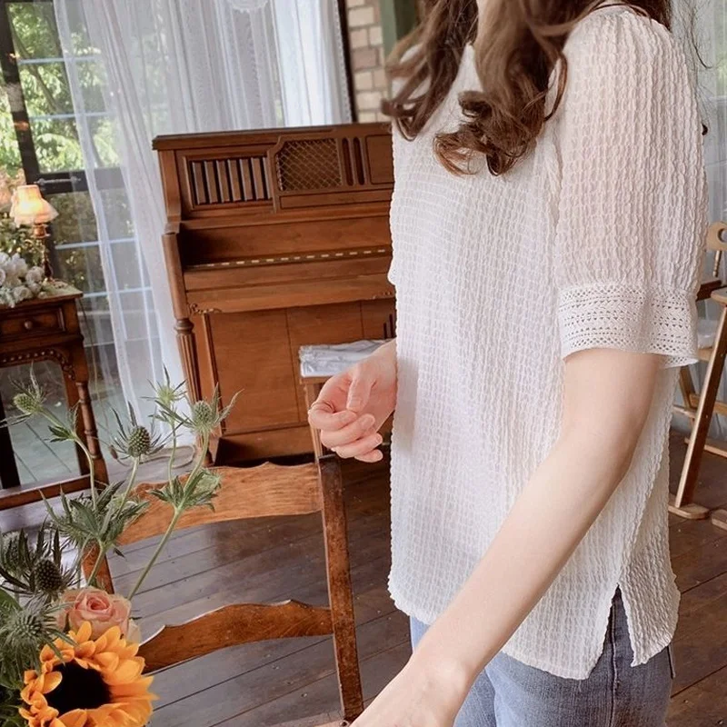 Блузка женская кружевная с буффами на рукавах элегантная шикарная Женская