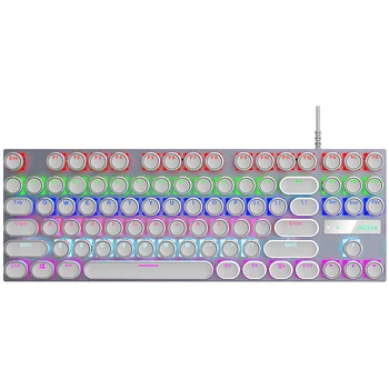 RGB Wired Metal Panel Mechanical Gamer Keyboard N-key Rollover Punk GK 87 key Blue Red Switch Waterproof Pink White Black
