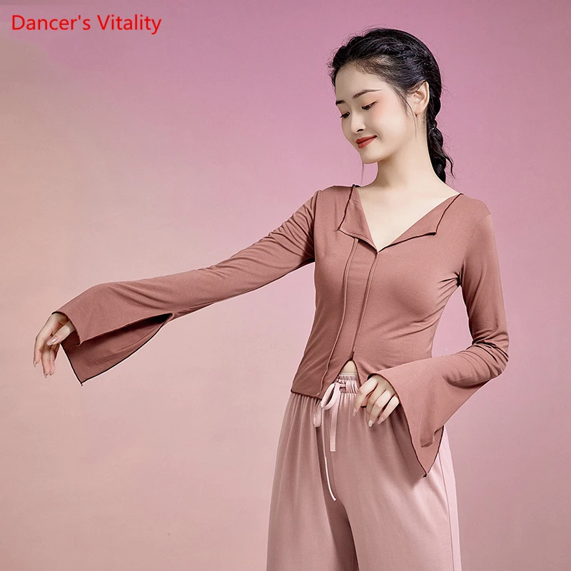 

Belly Dancing Costume Female Modal Long-sleeve Adult Dancing Top Lyrical Dance Costume Chinese Dance Wear Practice Clothes