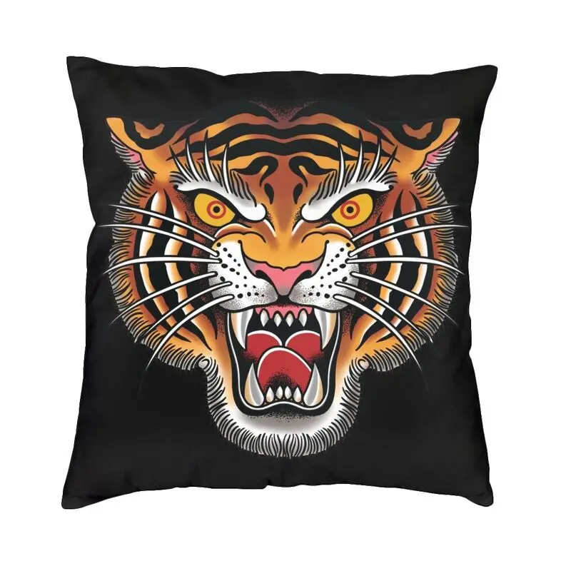 

Наволочка с головой тигра и татуировкой в готическом стиле, 40x40 см