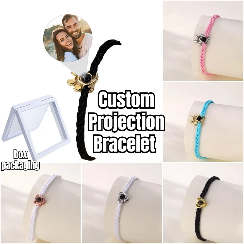 

Custom Projection Bracelet Holiday Gift Personalized Photo Heart-Shaped Bracelet for Girlfriend Memorial Birthday Christmas Gift